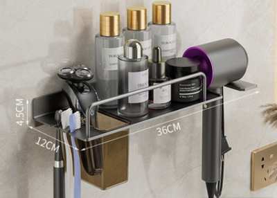 Organizador de Baño Mural 2 en 1 - Soporte para Secador y Cepillo de Dientes - Image 3