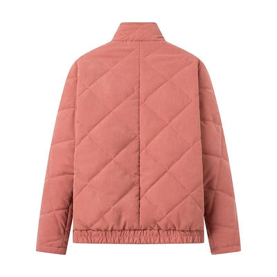Abrigo Acolchado de Algodón con Cuello Alzado y Diseño Rombo Europeo - Image 20