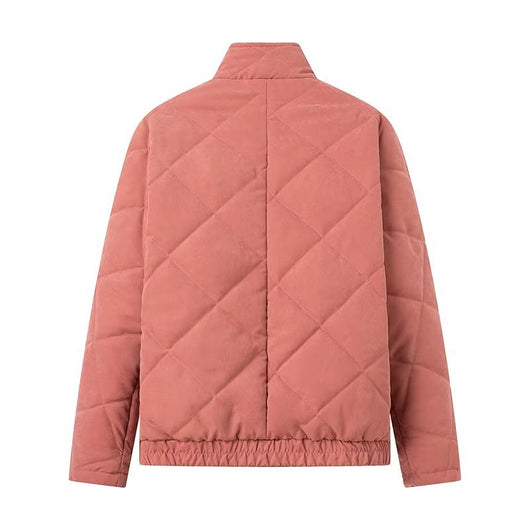 Abrigo Acolchado de Algodón con Cuello Alzado y Diseño Rombo Europeo - Image 20