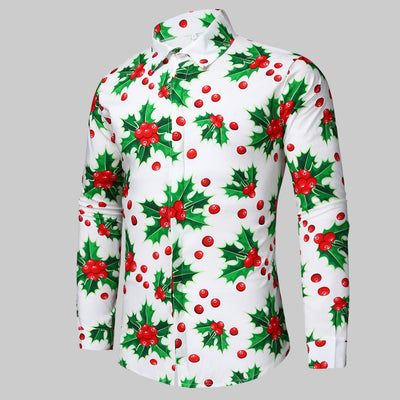 Camisa Navideña Floral Manga Larga para Hombre Talla Grande - Image 5
