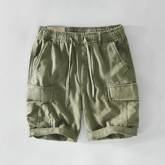 Shorts de Lino Casual para Hombre con Bolsillos y Cordón - Image 2