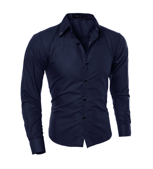 Camisa de Cuadros Diamante para Hombre - Manga Larga Elegante - Image 14