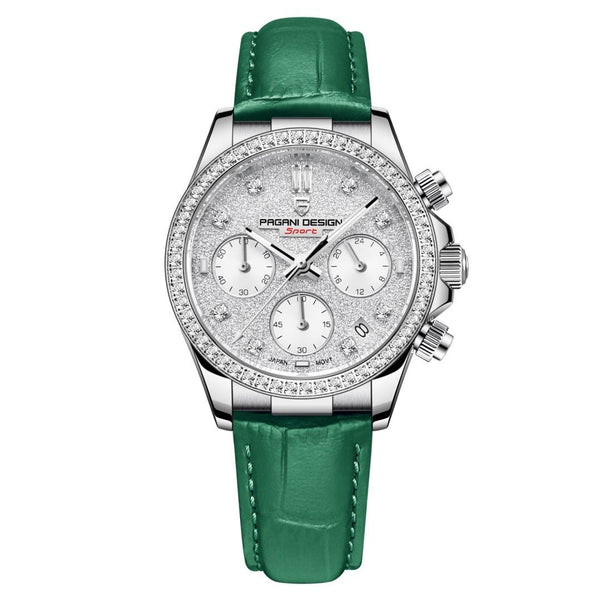 Reloj de Acero Inoxidable para Mujer con Diamantes y Calendario Luminoso