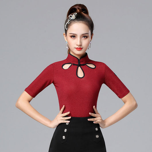 Ropa de Danza Latina Moderna - Conjunto de Práctica Cuello Alto Estilo Influencer - Image 5