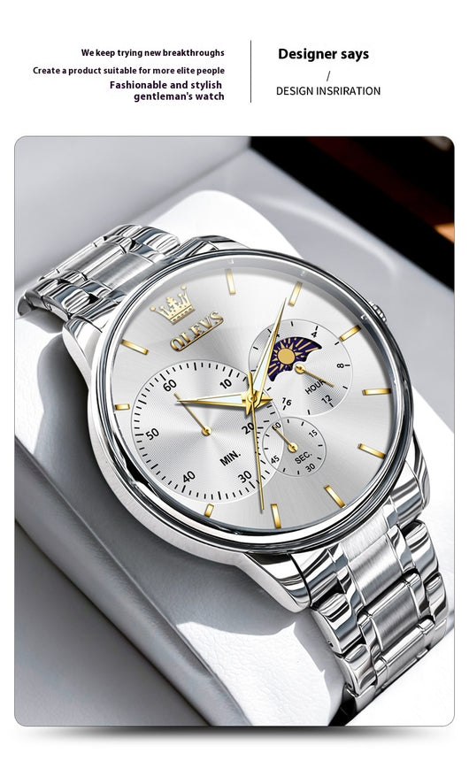 Reloj Multifunción de Acero Inoxidable para Hombre - Resistente al Agua - Image 7