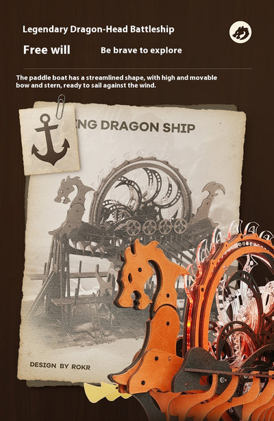 Puzzle 3D Barco Dragón Vikingo - Bloques de Construcción Armables - Image 10