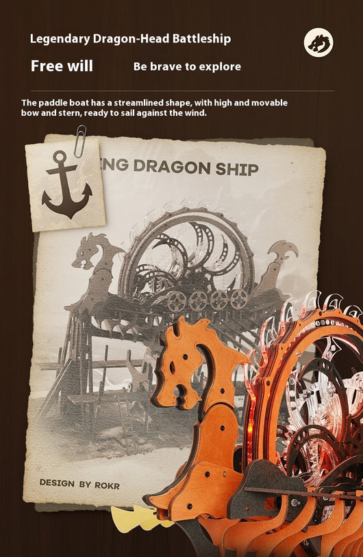 Puzzle 3D Barco Dragón Vikingo - Bloques de Construcción Armables - Image 10
