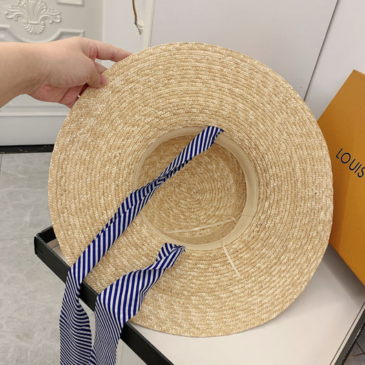 Sombrero Playero Azul con Tiras Ajustables para Verano - Image 3