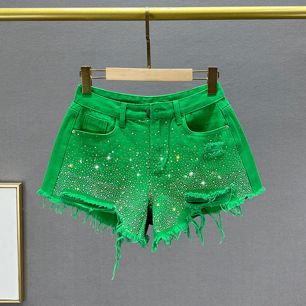Shorts de Mezclilla Rotos Estilo Industrial para Mujer