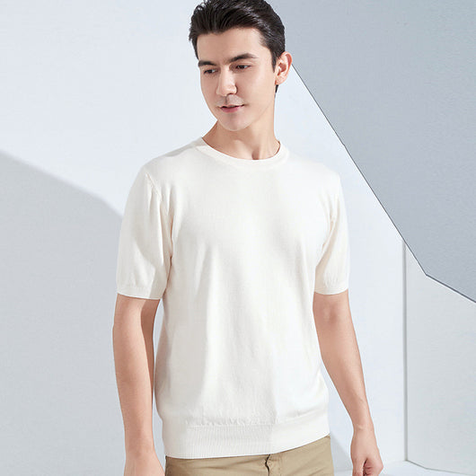 Playera Casual Holgada de Manga Corta en Algodón Liso para Hombre - Image 7