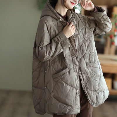 Chaqueta de Plumas Blanca Abotonada para Mujer - Abrigo Cálido de Pato - Image 6