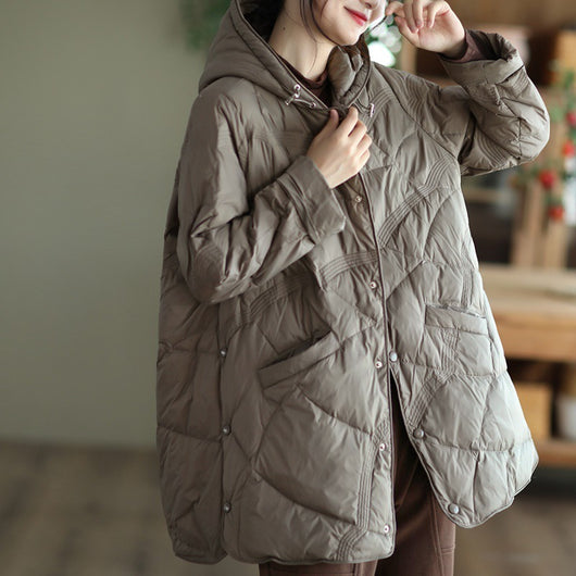 Chaqueta de Plumas Blanca Abotonada para Mujer - Abrigo Cálido de Pato - Image 6