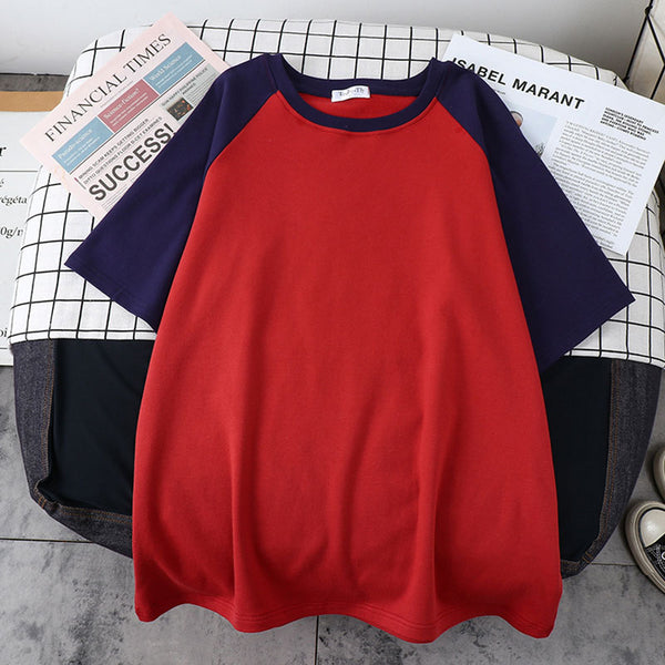 Camiseta Holgada de Manga Corta en Colores Lisos