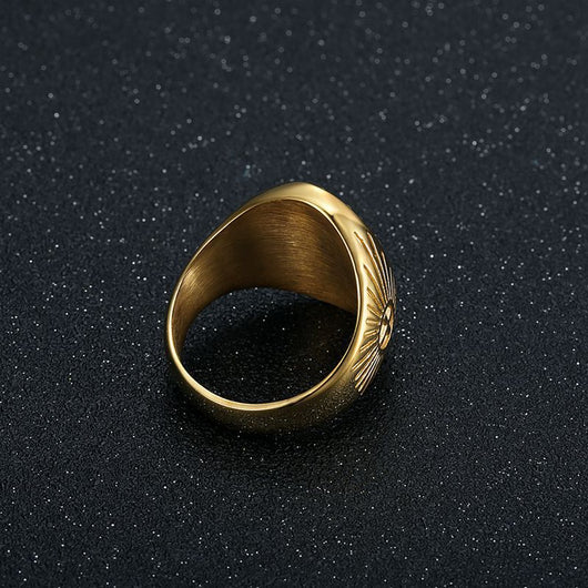 Anillo de Acero Titanio Chapado en Oro para Hombre - Estilo Hip-Hop - Image 3