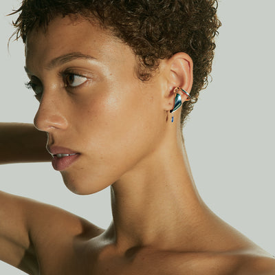 Aro de Oreja Asimétrico con Diseño de Hoja para Mujer - Image 10
