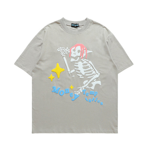 Camiseta Suelta Estampado Calavera Manga Corta Unisex - Image 7