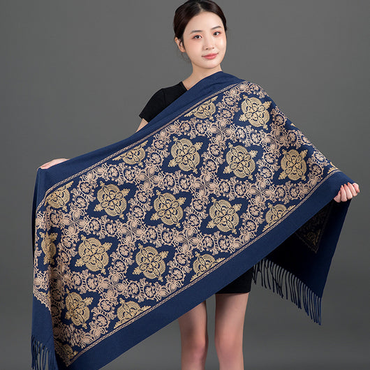 Bufanda Coreana con Bordado de Corona - Accesorio Versátil para Invierno y Primavera