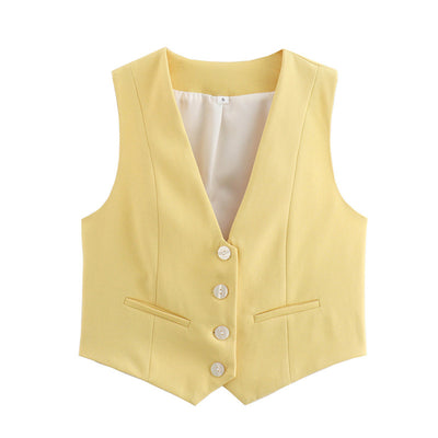 Chaleco Multicolor Suelto con Botones Decorativos Versátil para Mujer - Image 8