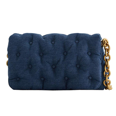 Bolso de Hombro Denim Acolchado Oversize Azul - Image 11