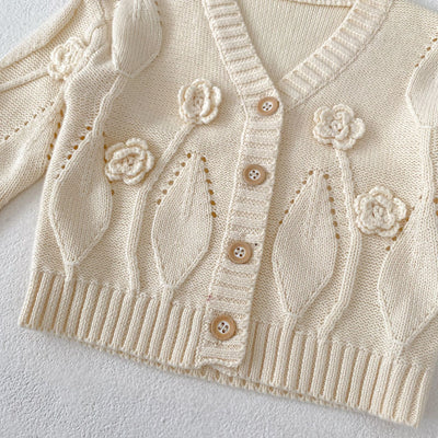 Cardigan Infantil Tejido a Mano con Flores - Image 16