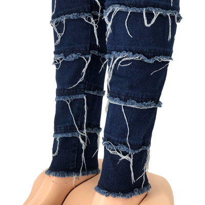 Jeans Skinny Stretch Desteñidos con Flecos para Mujer - Image 18