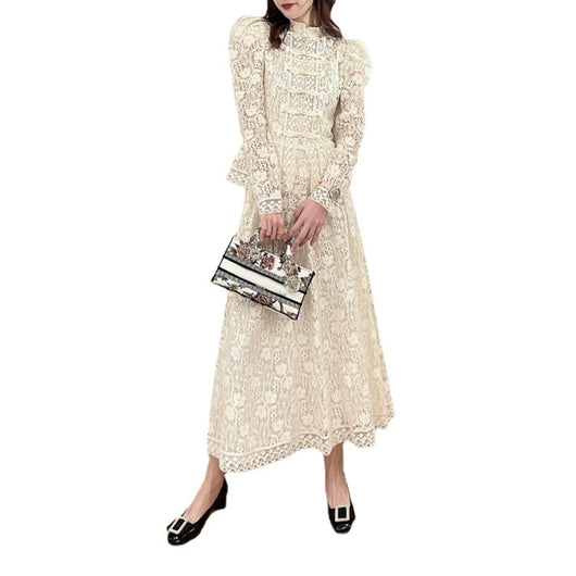 Vestido Blanco de Encaje Estilo República de China - Conjunto de Dos Piezas Retro - Image 4
