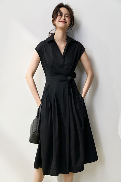 Vestido Camisero Ajustado de Algodón con Pliegues Simétricos y Corte Vertical - Image 20