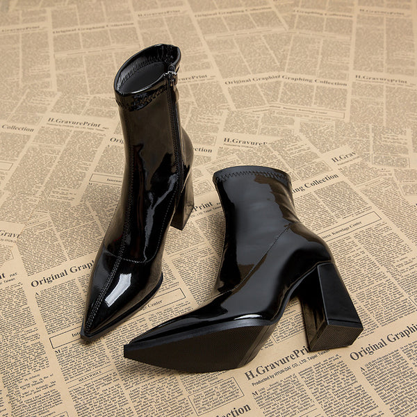 Zapatos de Tacón Grueso Elegante con Efecto Estilizador