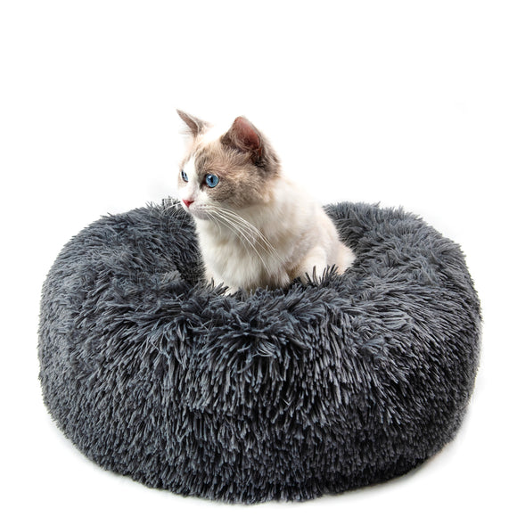 Cama Redonda de Felpa para Perros Pequeños y Gatos - Nido Acogedor Premium