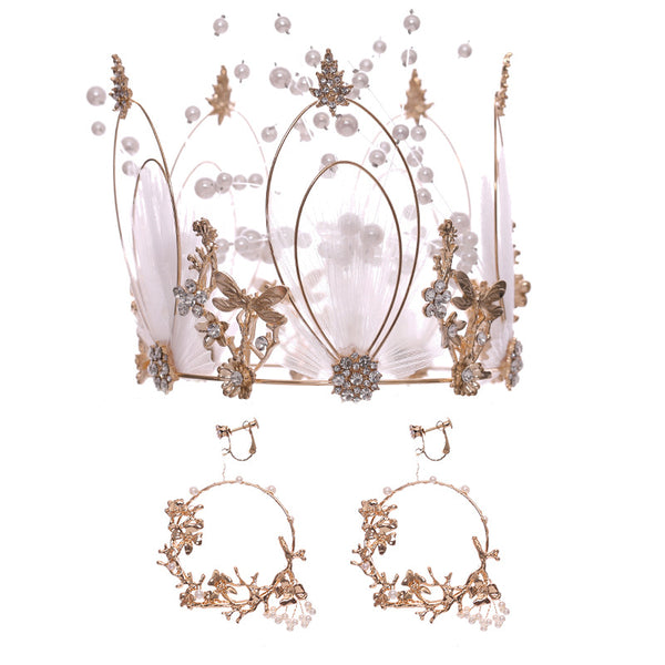 Corona Tiara Nupcial Círculo Completo con Perlas de Aleación para Dama - Image 7