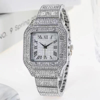 Reloj Elegante para Mujer con Diamantes Cuadrados y Degradado Romano - Image 10