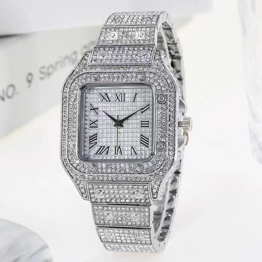 Reloj Elegante para Mujer con Diamantes Cuadrados y Degradado Romano - Image 10