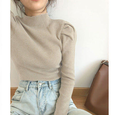 Blusa Tejida Cuello Alto con Mangas Abullonadas - Image 14