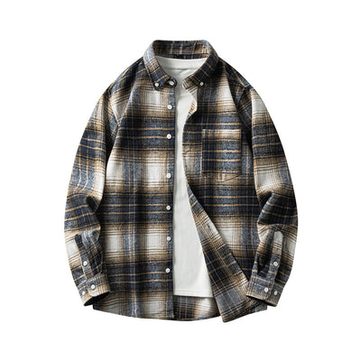 Camisa de Franela a Cuadros para Hombre - Abrigo Casual Grueso Talla Grande Otoño Invierno - Image 9