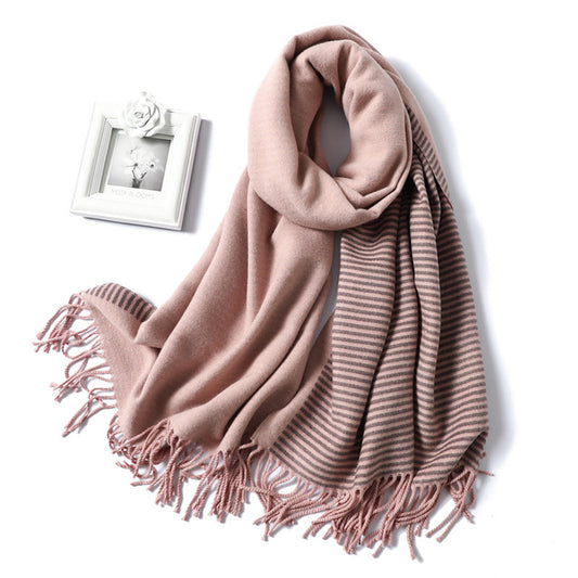 Chal de Cachemira Rayado para Mujer - Elegancia y Calidez en Invierno - Image 2