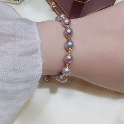 Pulsera Ajustable de Perlas de Agua Dulce Púrpura