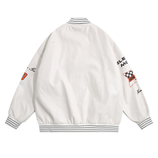 Chaqueta de Cuero PU para Motociclista con Costuras y Estampado - Image 8