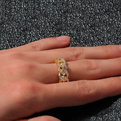 Anillo Cubano de Circonia Cúbica para Hombre con Eslabones de Una Fila - Image 2