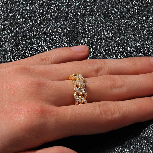 Anillo Cubano de Circonia Cúbica para Hombre con Eslabones de Una Fila - Image 2