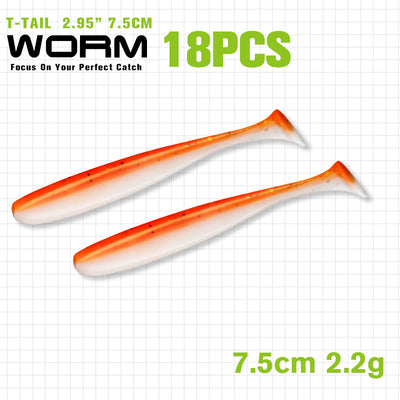 Gusano Artificial T-tail 55 75mm - Anzuelo de Pesca Realista - Image 17