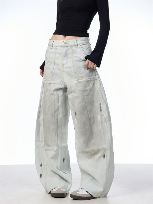 Pantalones Vaqueros Retro Sueltos Desgastados con Efecto Vintage - Image 12
