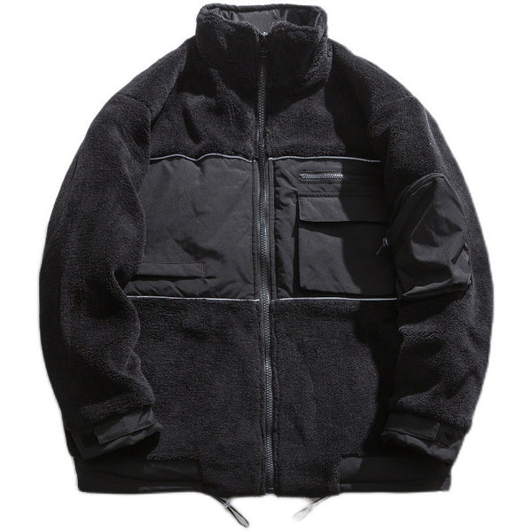 Chaqueta Polar Térmica Retro con Cuello Alto - Corte Holgado para Hombre