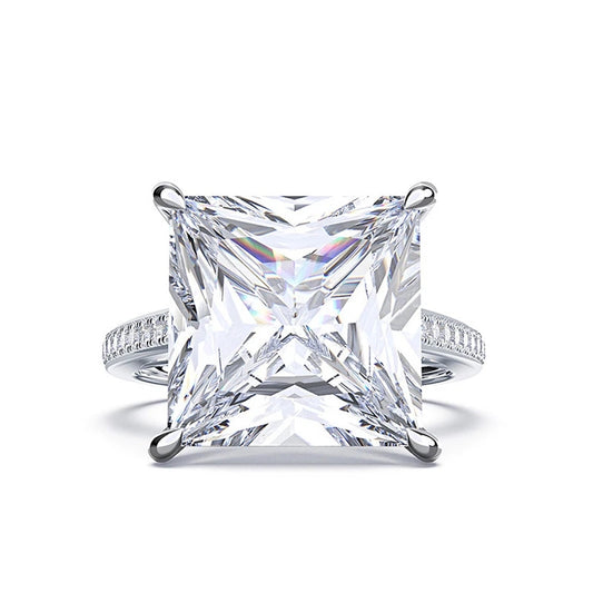 Anillo Cuadrado de Plata Esterlina con Zirconia Cúbica Clásico - Image 2