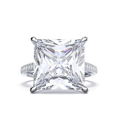Anillo Cuadrado de Plata Esterlina con Zirconia Cúbica Clásico - Image 2