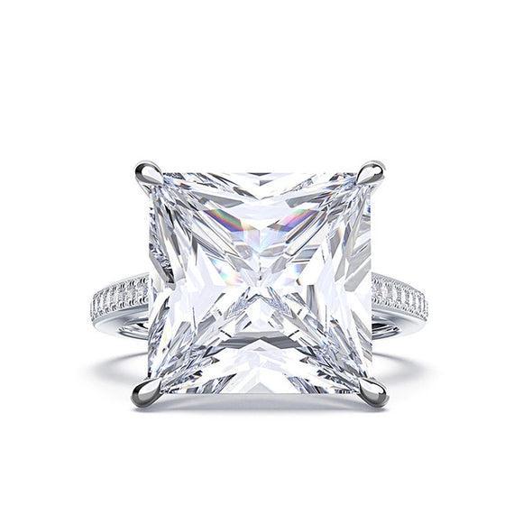 Anillo Cuadrado de Plata Esterlina con Zirconia Cúbica Clásico
