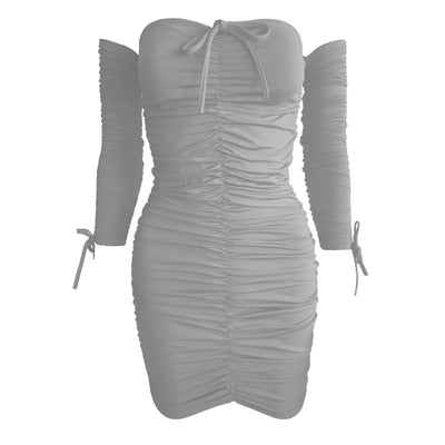 Vestido Tubo Elegante de Un Hombro con Manga Larga - Image 3