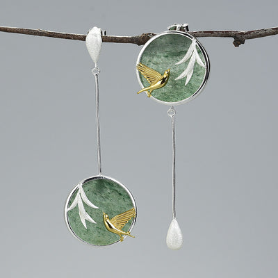 Aretes de Plata S925 Estilo Retro Guochao con Piedra Natural y Diseño Asimétrico de Nubes - Image 5