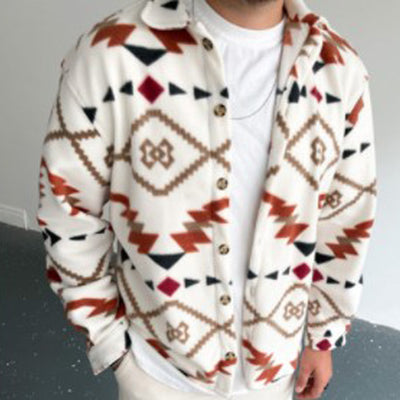 Chaqueta Camisa Casual con Estampado Étnico Retro para Hombre - Image 10