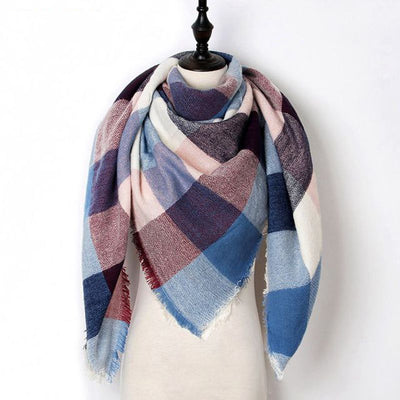 Bufanda Otoño Invierno Cashmira Sintética Doble Cara Cuadros Multicolor