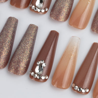 Pegatinas de Uñas Decoradas con Cristales y Escalera Larga